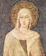 detail depicting Saint Clare of Assisi from a fresco  in the Lower basilica of San Francesco